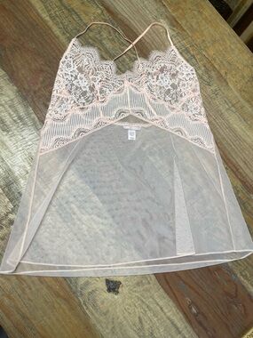 Victoria's Secret babydoll sheer lace top cami XL fairy care feminine intimate